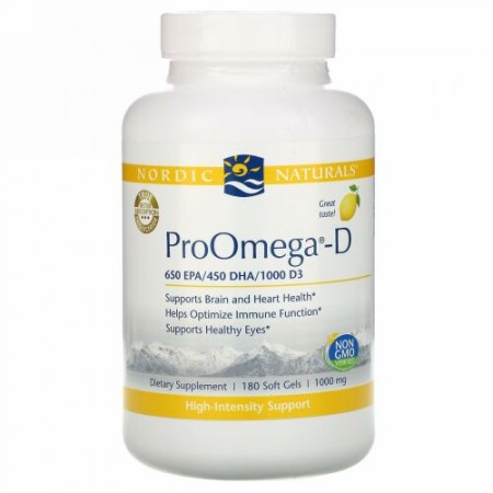 Nordic Naturals, プロオメガD, レモン味, 180錠 (ソフトジェル)