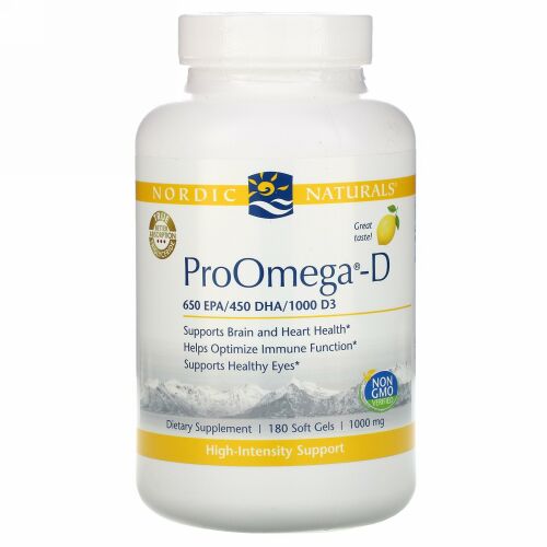 Nordic Naturals, プロオメガD, レモン味, 180錠 (ソフトジェル)