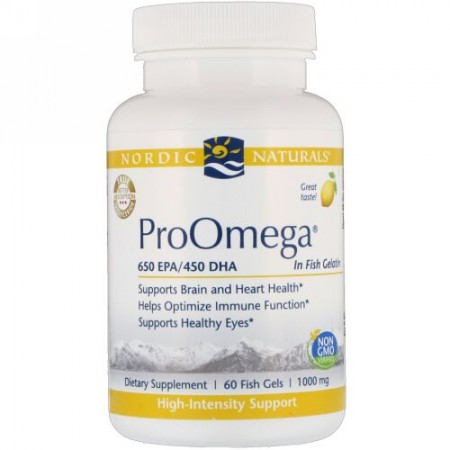 Nordic Naturals, ProOmega, Lemon, 1,000 mg, 60 Fish Gels (Discontinued Item)