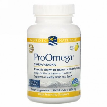 Nordic Naturals, ProOmega, Lemon, 1,000 mg, 60 Soft Gels