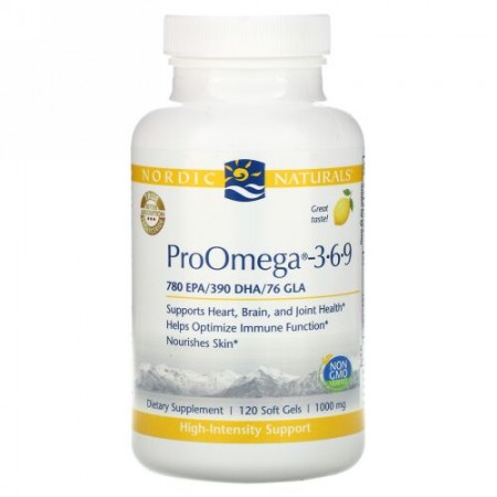 Nordic Naturals, ProOmega - 3-6-9, Lemon , 1,000 mg, 120 Soft Gels