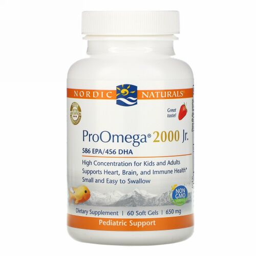 Nordic Naturals, ProOmega 2000 Jr.、ストロベリー、650 mg、60ソフトジェル