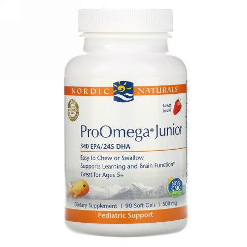 Nordic Naturals, プロオメガジュニア（ProOmega Junior）、ストロベリー、500 mg、ソフトジェル90錠