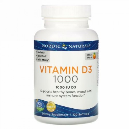 Nordic Naturals, Vitamin D3, Orange, 1,000 IU, 120 Count