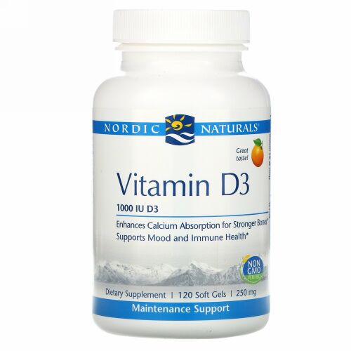 Nordic Naturals, ビタミンD3、オレンジ、1,000 IU、ソフトジェル120粒