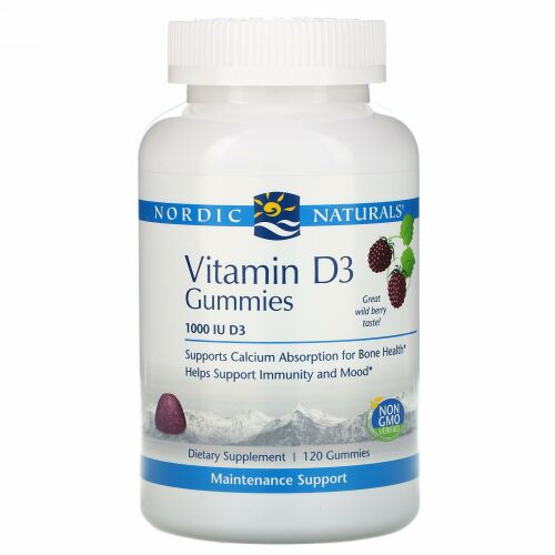 Nordic Naturals, ビタミンD3、ワイルドベリー、1,000 IU、ソフトジェル120粒