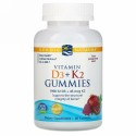 Nordic Naturals, ビタミンD3 + K2グミ, ザクロ, 60グミ