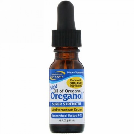 North American Herb & Spice, オレガノール、 スーパー 強力、 .45 fl oz (13.5 ml)
