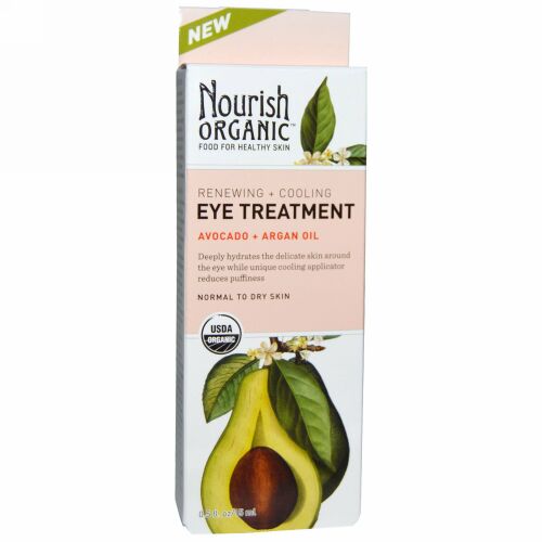 Nourish Organic, リニューイング + クーリング アイトリートメント、アボカド + アルガンオイル、0.5 fl oz (15 ml) (Discontinued Item)