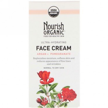 Nourish Organic, フェイス クリーム、アルガン + ザクロ、1.7 fl oz (50 ml) (Discontinued Item)