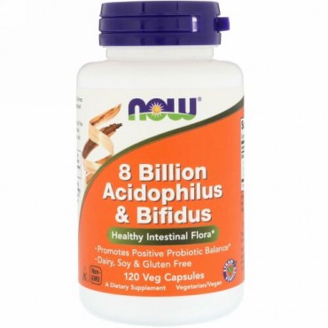 Now Foods, 80億の乳酸菌とビフィズス菌、植物性カプセル 120粒
