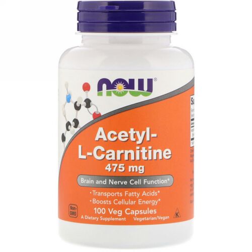 Now Foods, アセチル-L-カルニチン、475 mg、ベジカプセル100錠 (Discontinued Item)