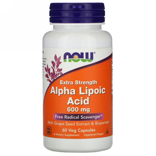 Now Foods, アルファリポ酸、エクストラストレングス、600mg、植物性カプセル60個