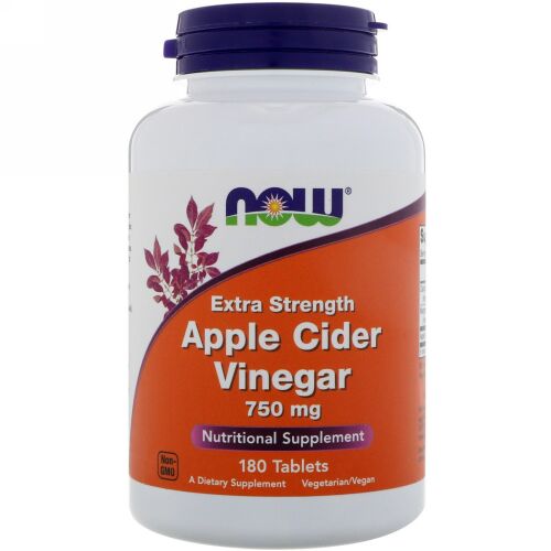 Now Foods, アップルサイダービネガー、エクストラストレングス、750 mg、180粒