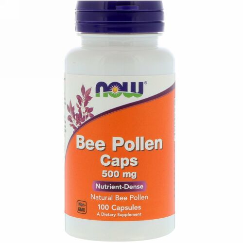 Now Foods, 蜜蜂花粉カプセル, 500 mg, 100 カプセル