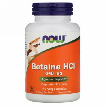 Now Foods, ベタインHCL、648mg、ベジカプセル120粒