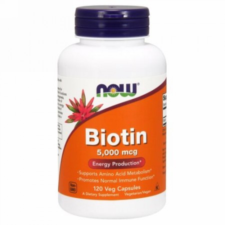 Now Foods, ビオチン、5,000mcg、植物性カプセル120粒