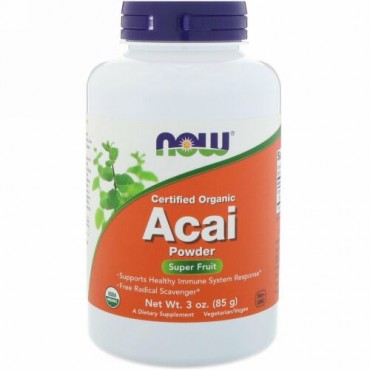 Now Foods, 認定オーガニックアサイパウダー, 3オンス（85 g）