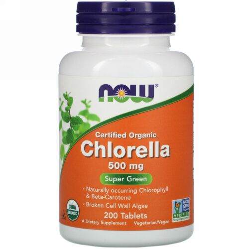 Now Foods, 認定オーガニッククロレラ、500mg、タブレット200粒