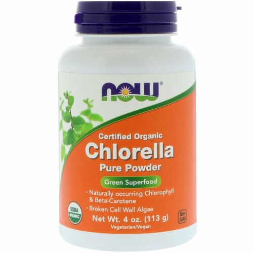 Now Foods, 認定オーガニック クロレラ、ピュア パウダー、4 oz (113 g)