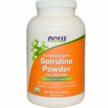 Now Foods, 認定オーガニック スピルリナパウダー, 1ポンド（454 g）