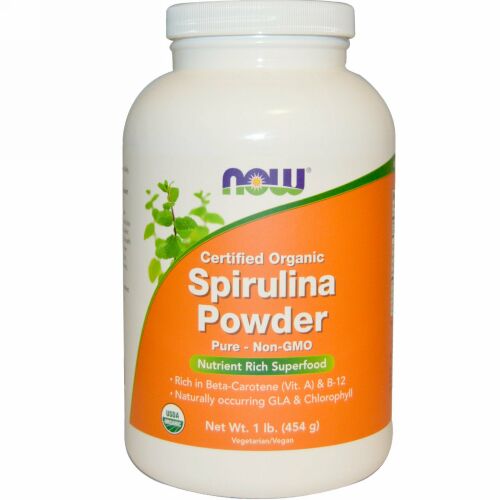 Now Foods, 認定オーガニック スピルリナパウダー, 1ポンド（454 g）