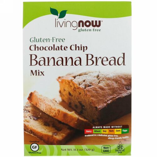 Now Foods, チョコレートチップ・バナナブレッドミックス、グルテンフリー、11.3 oz (320 g)