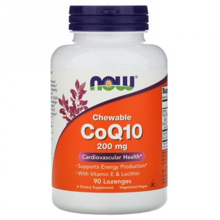 Now Foods, かんで飲める、コエンザイムQ10、200mg、90粒