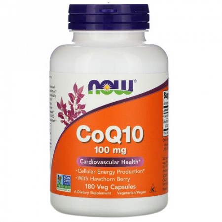 Now Foods, サンザシ配合CoQ10、100mg、ベジカプセル180粒
