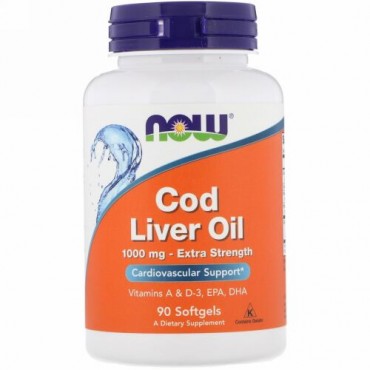 Now Foods, タラ肝油、エクストラストレングス、1,000 mg、ソフトジェル90粒