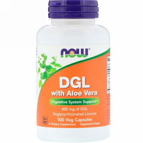 Now Foods, アロエベラ配合DGL、400mg、植物性カプセル100粒