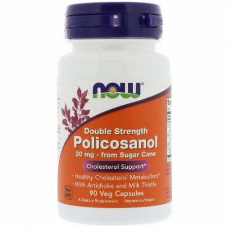 Now Foods, Double Strength Policosanol, 20 mg, 90 Veg Capsules