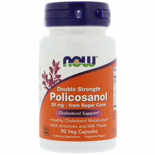 Now Foods, Double Strength Policosanol, 20 mg, 90 Veg Capsules