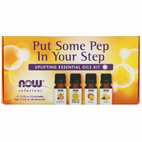 Now Foods, プットサムペップインユアステップ、 アップリフティングエッセンシャル オイル キット、 4 ボトル、 1/3 fl oz (10 ml)