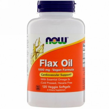 Now Foods, フラックスオイル、1,000mg、植物性ソフトジェル120粒