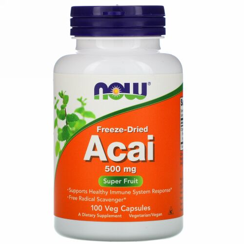 Now Foods, フリーズドライ・アサイ、500 mg、ベジタリアンカプセル100錠