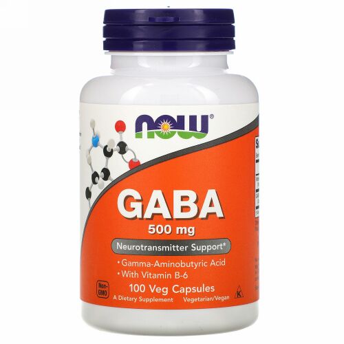 Now Foods, ガンマアミノ酪酸、500 mg、植物性カプセル 100粒