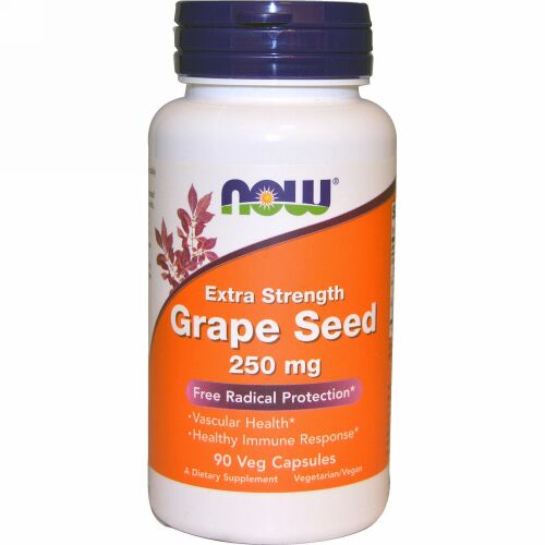 Now Foods, グレープシード、エクストラストレングス、250 mg、90カプセル