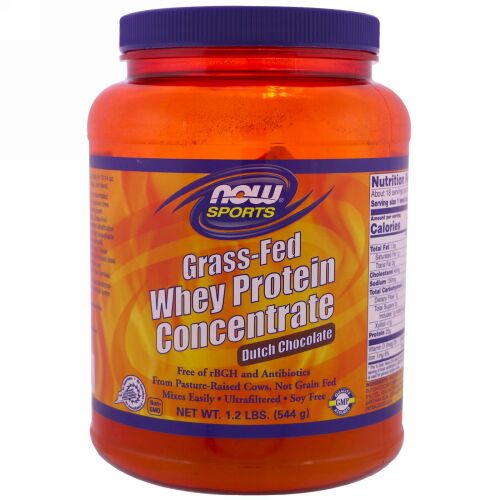 Now Foods, グラスフェッド・ホエイタンパク質コンセントレート、ダッチチョコレート、1.2 lbs (544 g) (Discontinued Item)