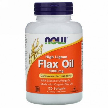 Now Foods, High Lignan フラックスオイル、1000 mg、ソフトジェル 120 粒