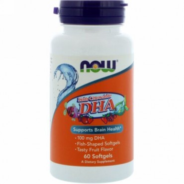 Now Foods, 子ども用チュアブルDHA、おいしいフルーツ味、ソフトジェル60粒