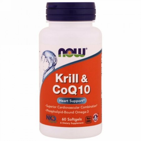 Now Foods, オキアミとCoQ10、60ソフトジェル