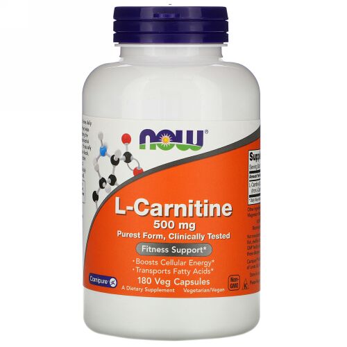 Now Foods, L-カルニチン、500 mg、180野菜カプセル