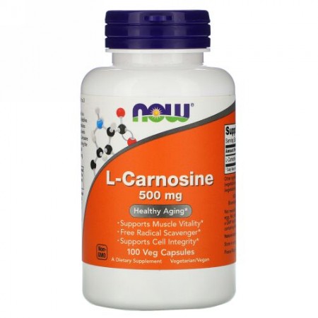 Now Foods, L-カルノシン、500mg、ベジカプセル100粒