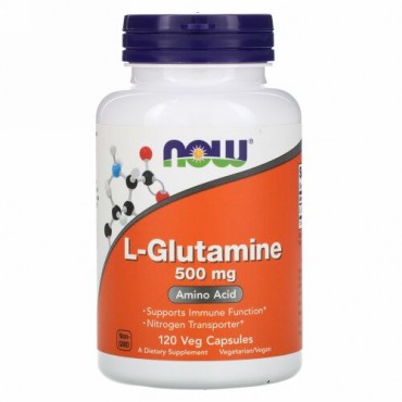Now Foods, L-グルタミン、500 mg、植物性カプセル 120粒