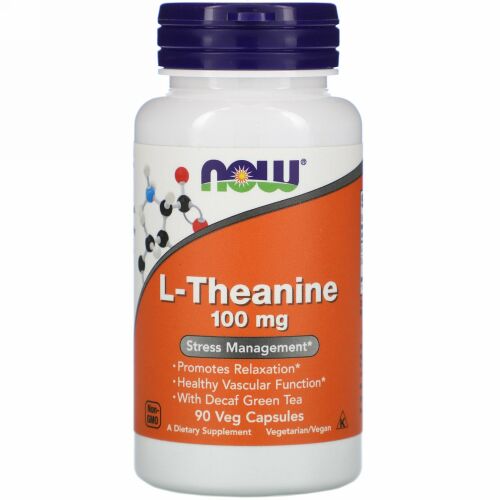 Now Foods, L-テアニン、100mg、植物性カプセル 90粒