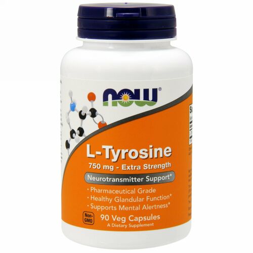 Now Foods, L-チロシン、強力効果、750 mg、ベジタブルカプセル 90 錠