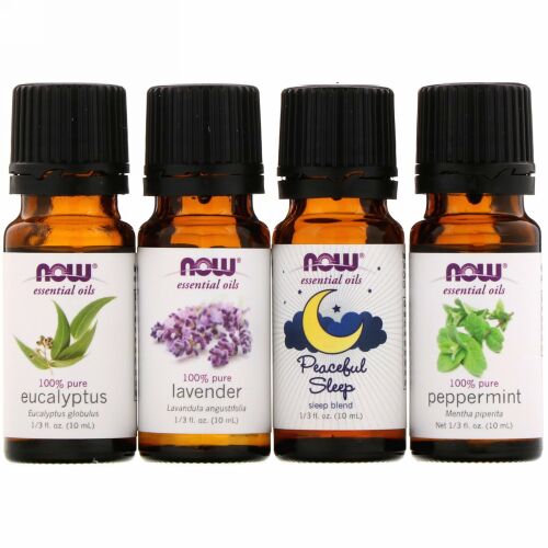 Now Foods, Let There Be Peace & Quiet（安らぎと静けさに包まれる）, リラックスできるエッセンシャルオイルキット, ボトル4本, 各1/3 fl oz (10 ml)