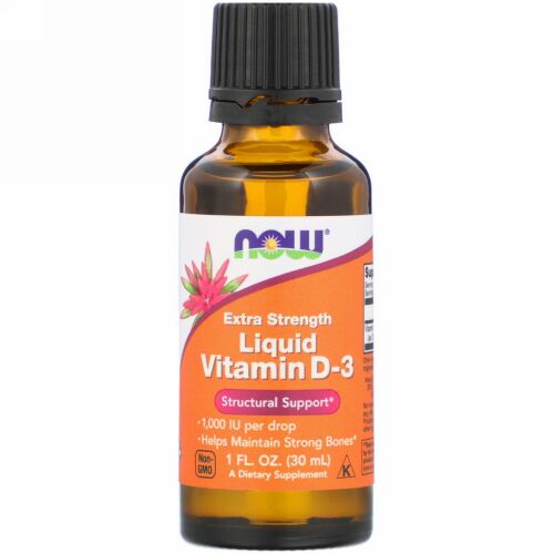 Now Foods, 液体ビタミンD-3, 超強力, 1,000 IU, 1液量オンス（30 ml）