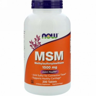 Now Foods, MSM、メチルスルフォニルメタン、1,500 mg、200錠